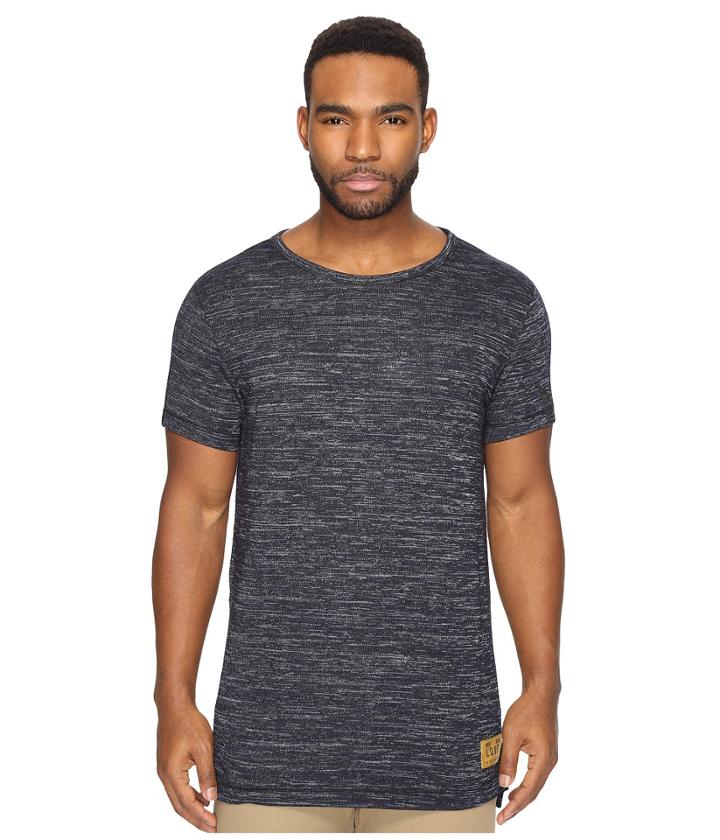 Scotch &amp; Soda - Long Fit Crew Neck Tee In Melange Jersey Quality