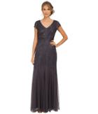 Adrianna Papell - Beaded Cap Sleeve Gown