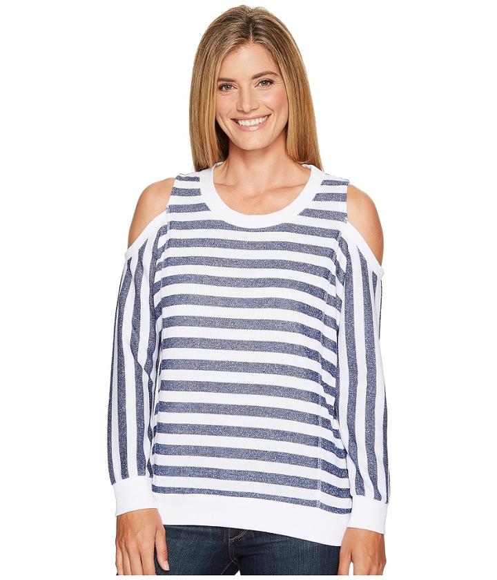 Tribal - Long Sleeve Cold Shoulder Stripe Top