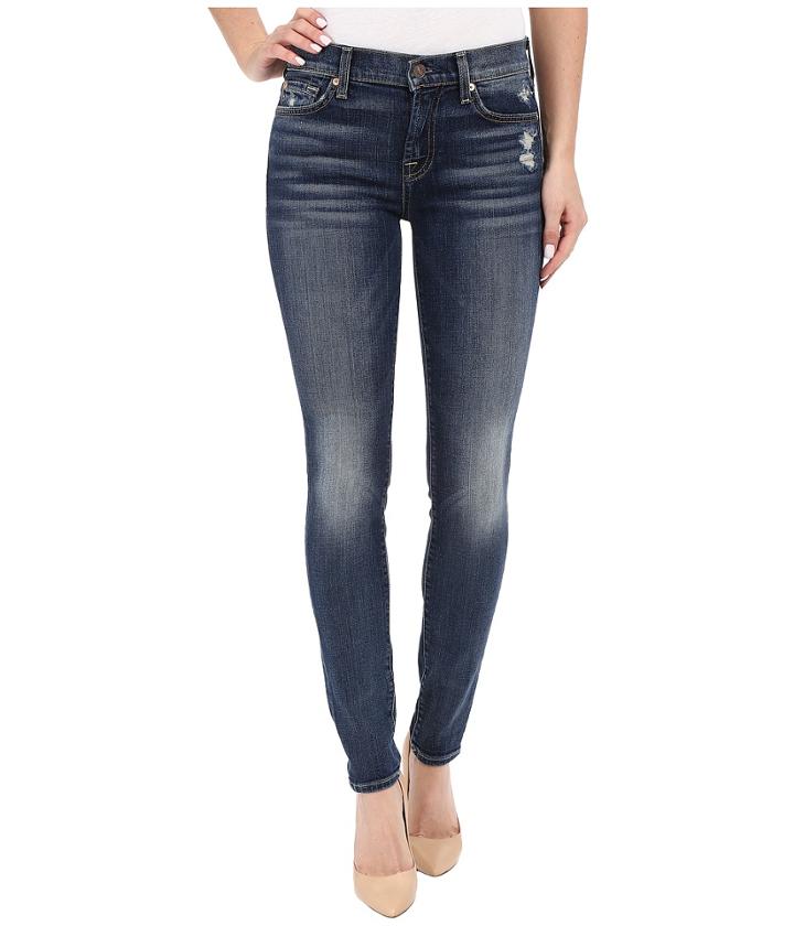 7 For All Mankind - The Skinny With Contrast Squiggle And Distress In Crete Island