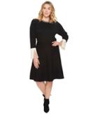 Vince Camuto Specialty Size - Plus Size Long Sleeve Split Cuff Flared Dress