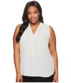 Vince Camuto Specialty Size - Plus Size Sleeveless Poetic Dots V-neck Blouse