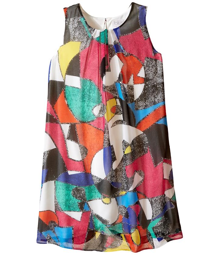 Us Angels - Printed Chiffon Sleeveless A-line Dress