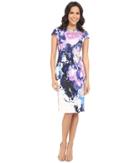 Vince Camuto - Printed Scuba Cap Sleeve Midi Dress