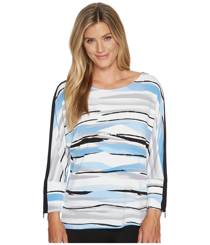 Calvin Klein - Printed Dolman Blouse With Zipper Cuffs