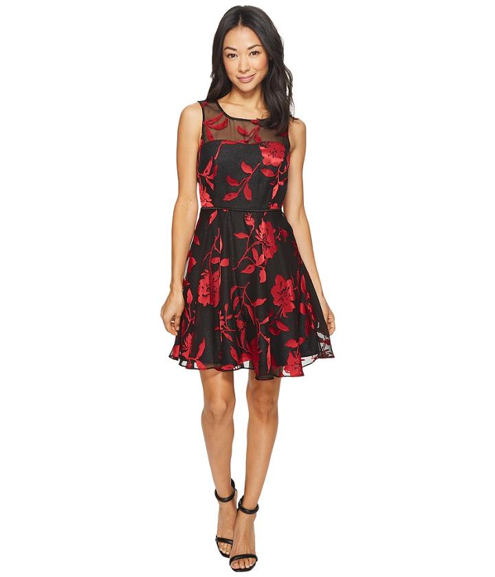 Tahari By Asl Petite - Petite Burnout Floral Party Dress