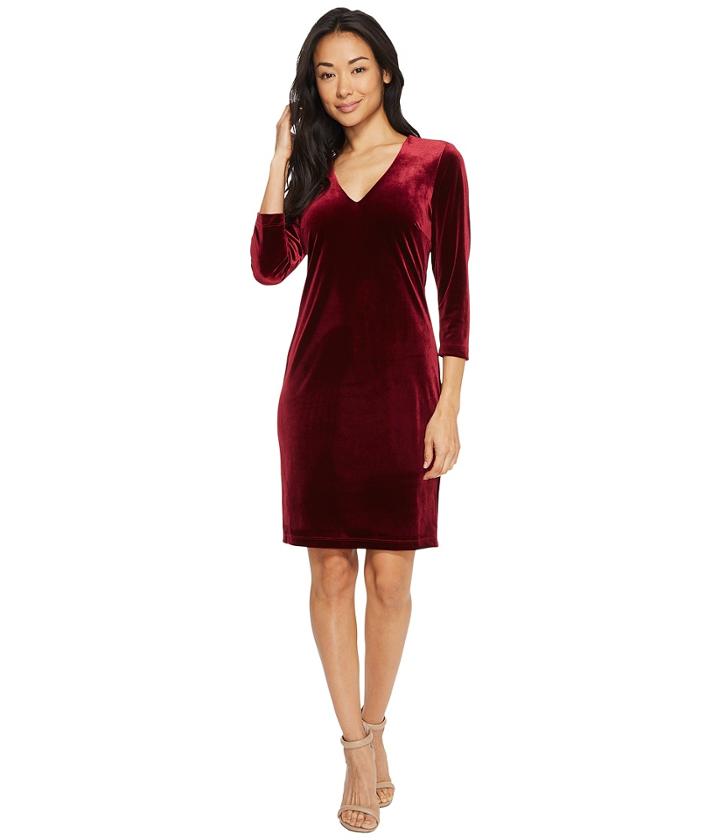 Karen Kane - Velvet V-neck Sheath Dress
