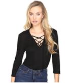 Jack By Bb Dakota - Aura Lace-up Rib Knit Bodysuit