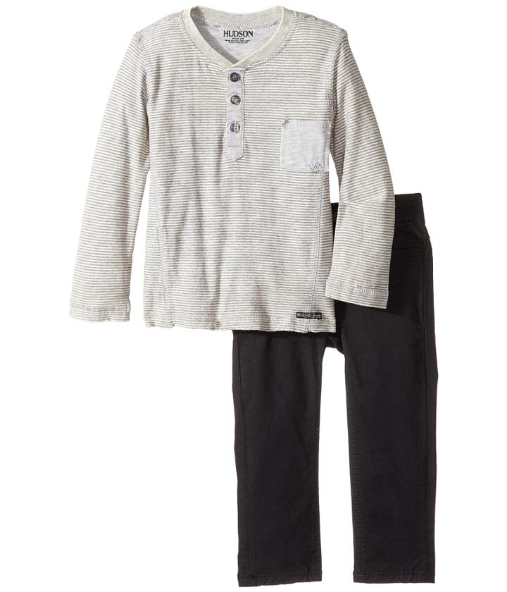 Hudson Kids - Two-piece Striped Jersey Top Stretch Twill Pants