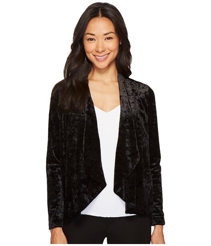 Vince Camuto Specialty Size - Petite Drape Collar Open Front Crushed Velvet Jacket