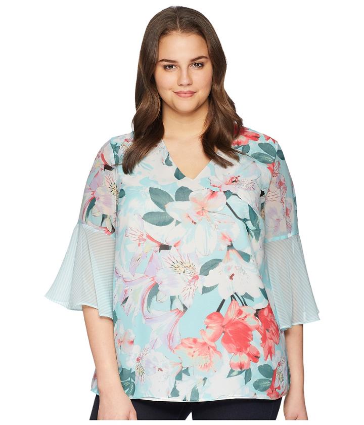 Calvin Klein Plus - Plus Size Print Flare Sleeve Blouse