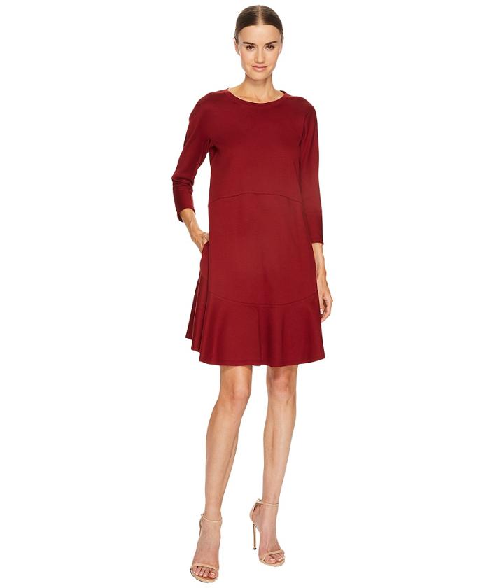 Jil Sander Navy - Knit Long Sleeve Dress With Flounce Hem