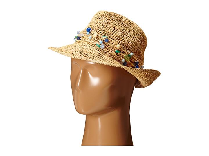 Hat Attack - Raffia Open Weave Fedora With Multi Stone Trim