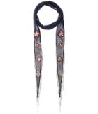 Chan Luu - Multi Floral Embroidered Long Skinny Scarf