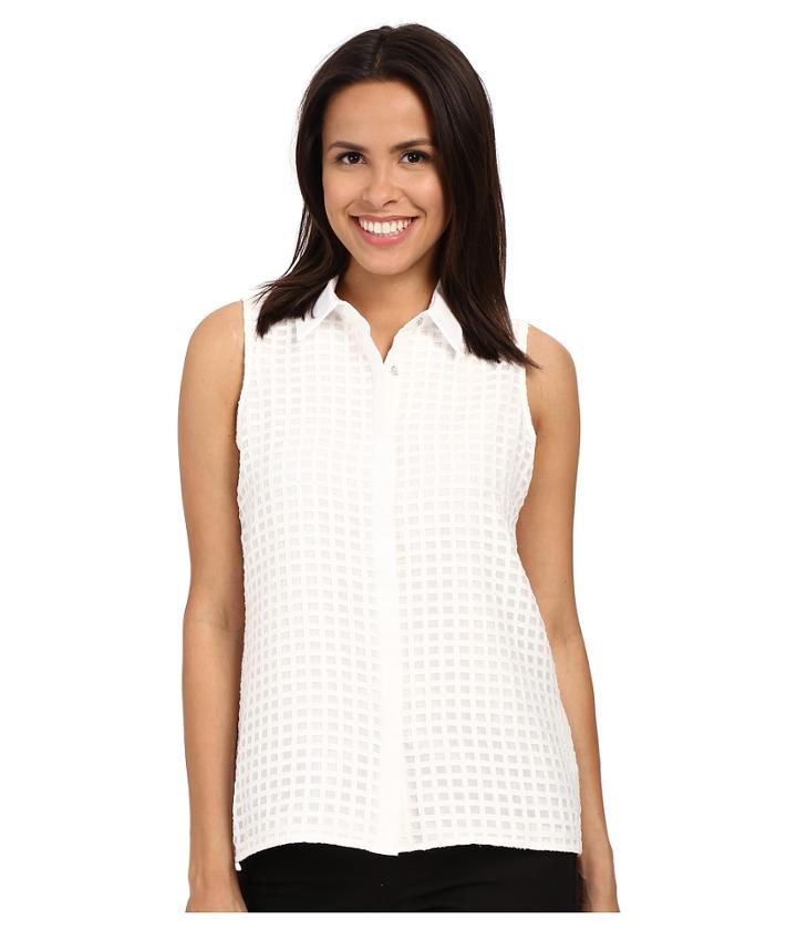 Calvin Klein - Sleeveless Windowpane Blouse