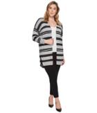 Vince Camuto Specialty Size - Plus Size Long Sleeve Color Blocked Striped Open Front Cardi