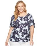 Calvin Klein Plus - Plus Size Short Sleeve Top With Tie Sleeves