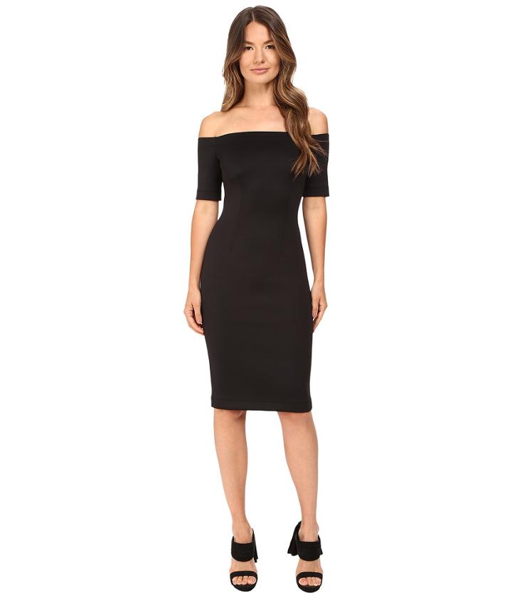 Yigal Azrou  L - Black Scuba Off The Shoulder Dress