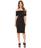 Yigal Azrou  L - Black Scuba Off The Shoulder Dress