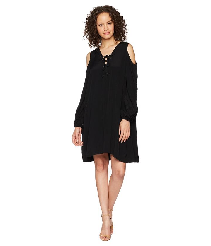 Hale Bob - Lady Luxe Crepe Lace-up Cold Shoulder Dress
