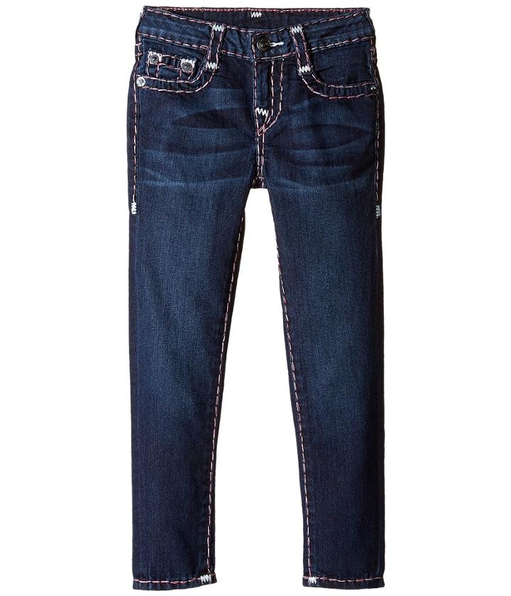True Religion Kids - Casey White And Pink Combo Super T Jeans In Tear Drop Blue