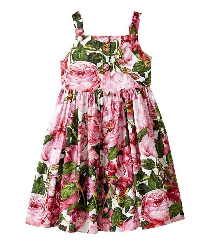 Dolce &amp; Gabbana Kids - Rose Poplin Pleated Dress
