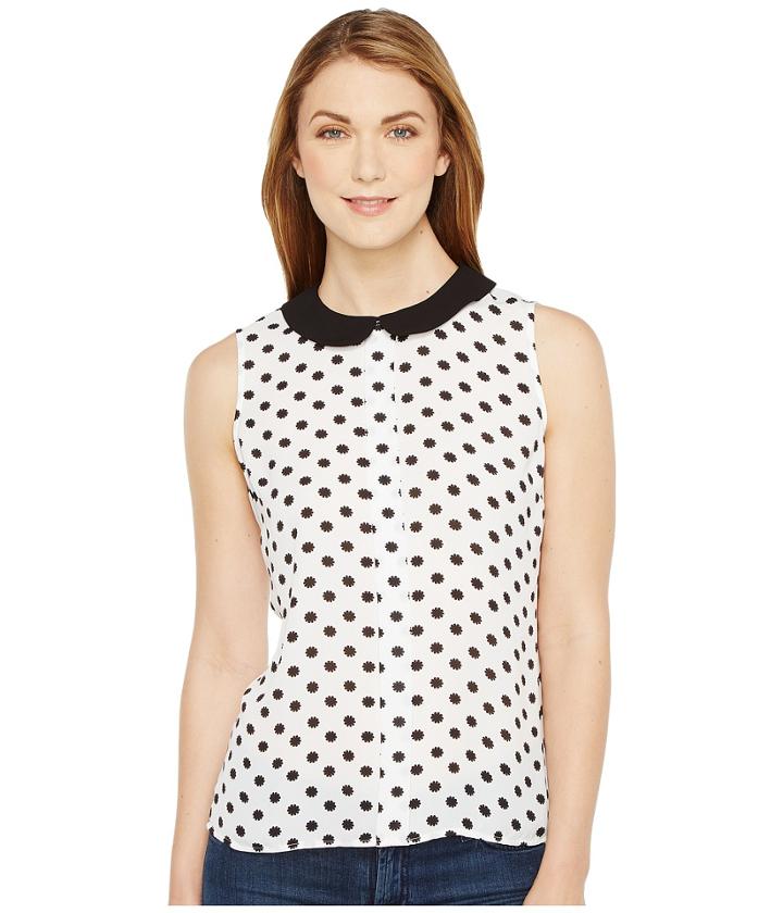 Cece - Sleeveless Equator Dot Peter Pan Collar Blouse