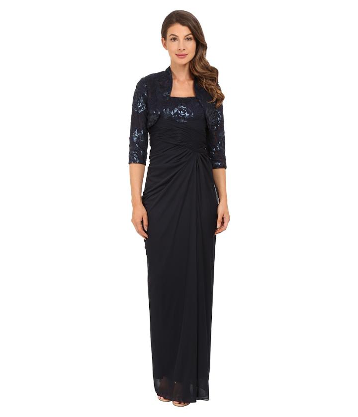 Adrianna Papell - Sequin Embroidered Floral Bodice With Tulle Skirt