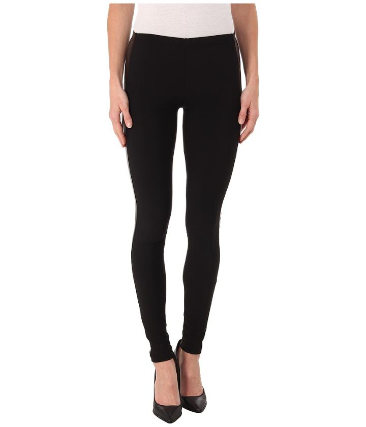 Plush - Fleece-lined Faux Leather Tuxedo Leggings