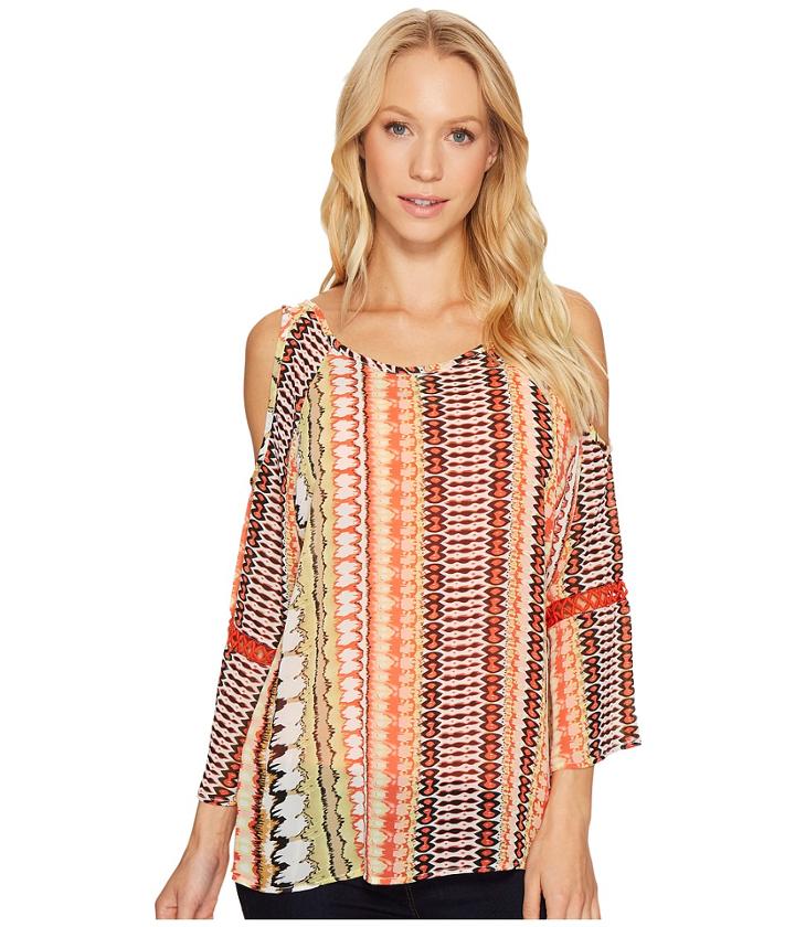 Roper - 1118 Orange/multi Print Chiffon Blouse