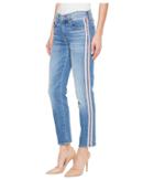 7 For All Mankind - Roxanne Ankle W/ Pink Faux Suede Stripes In Vintage Blue Dunes