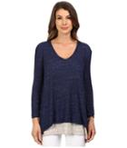 Nally &amp; Millie - V-neck Color Block Overlay Tunic