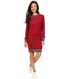 Lacoste - Long Sleeve Striped Double Face Wool Dress