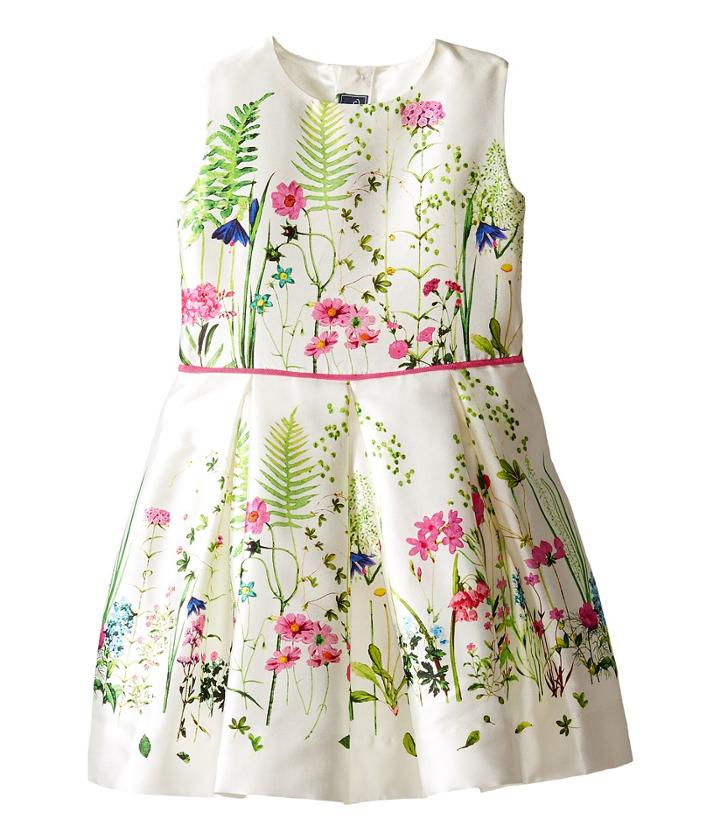 Oscar De La Renta Childrenswear - Botanical Border Mikado Party Dress
