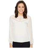 Rebecca Taylor - Long Sleeve Georgette Top W/ Lace