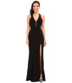 Faviana - V-neck Chiffon Dress 7540