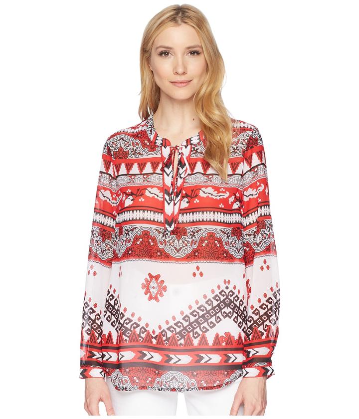 Tribal - Georgette Long Sleeve Blouse With Back Gather Detail