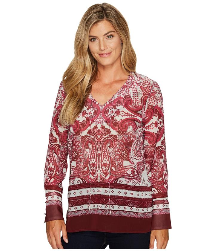 Tribal - Long Sleeve V-neck Printed Blouse