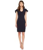 Badgley Mischka - Tie Sleeve U-neck Butter Crepe Dress
