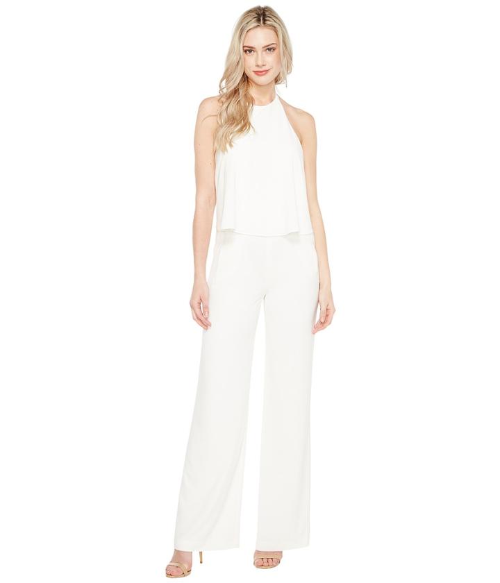 Halston Heritage - Sleeveless High Halter Neck Flowy Jumpsuit
