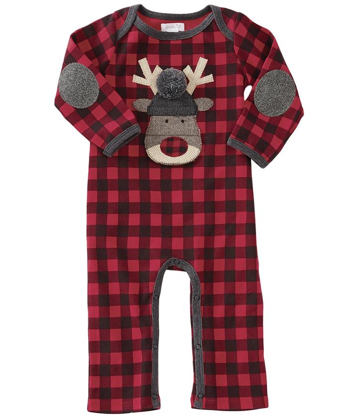 Mud Pie - Buffalo Check Reindeer One-piece