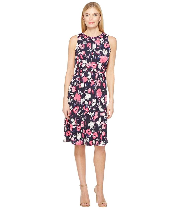 Ellen Tracy - Smocked Self-tie Dress
