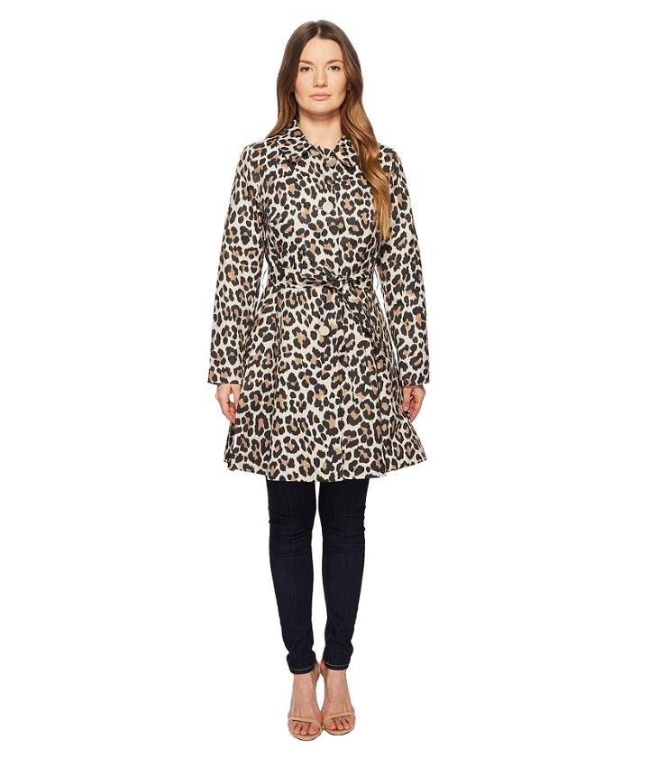 Kate Spade New York - Cheetah Printed Cotton Twill 36 Button Up Tie Waist Coat