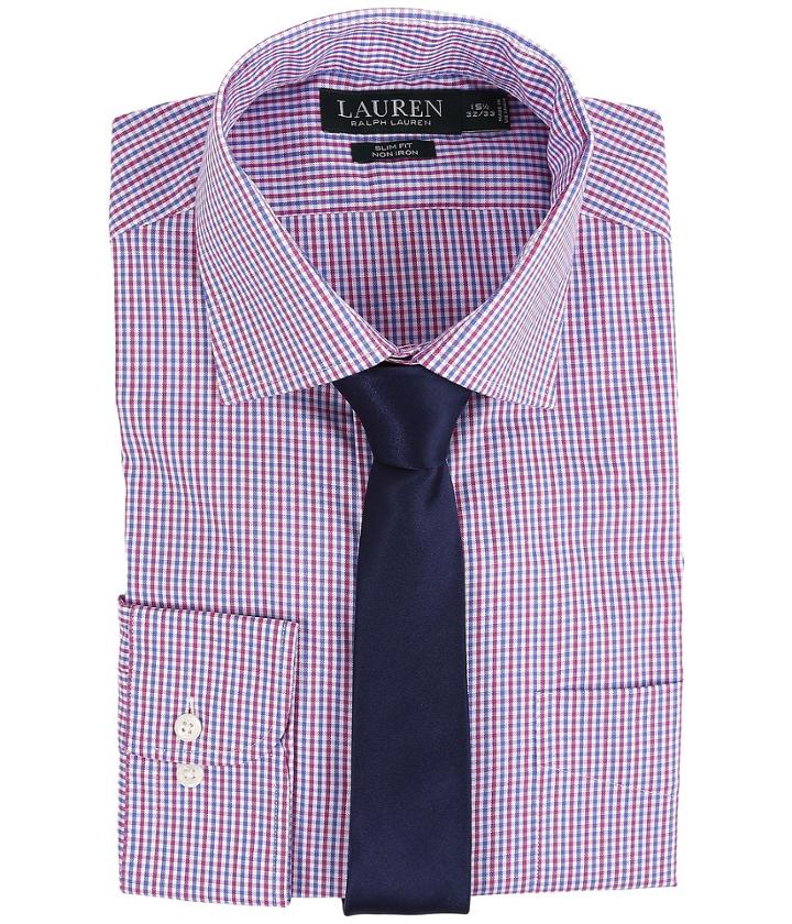 Lauren By Ralph Lauren - Check Spread Collar Slim Shirt