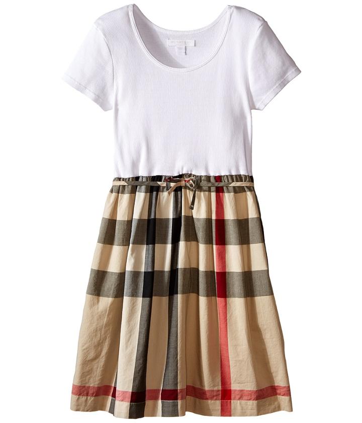 Burberry Kids - Rosey Rib Jersey Woven Mix Dress
