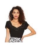 Unique Vintage - Nora Short Sleeve Top W/ Pearls