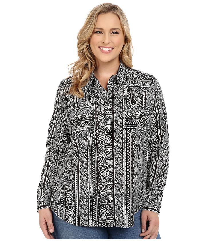 Roper - Plus Size 0202 Aztec Printed Stripe Lawn Shirt