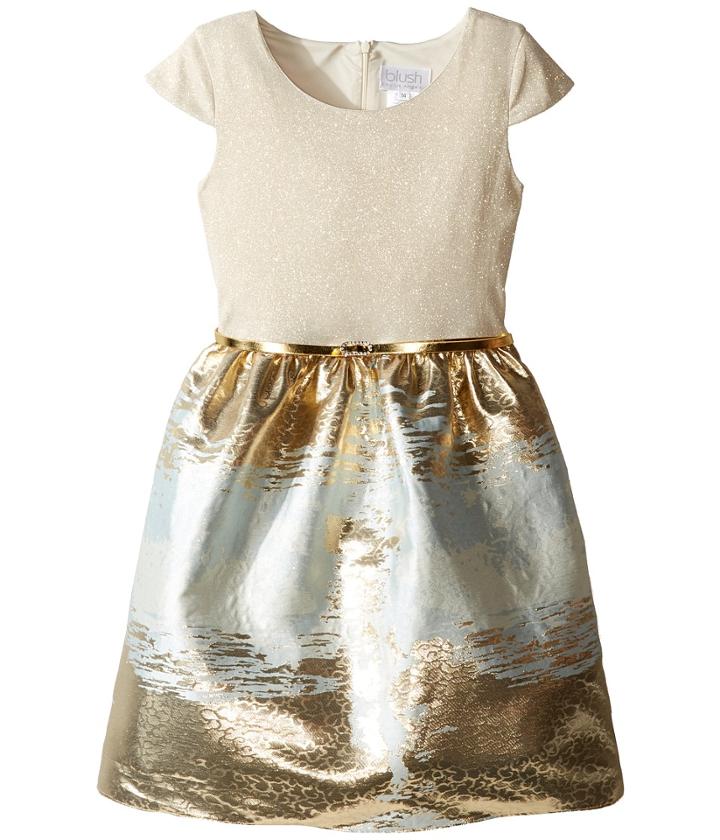Us Angels - Cap Sleeve Metallic Brocade Dress