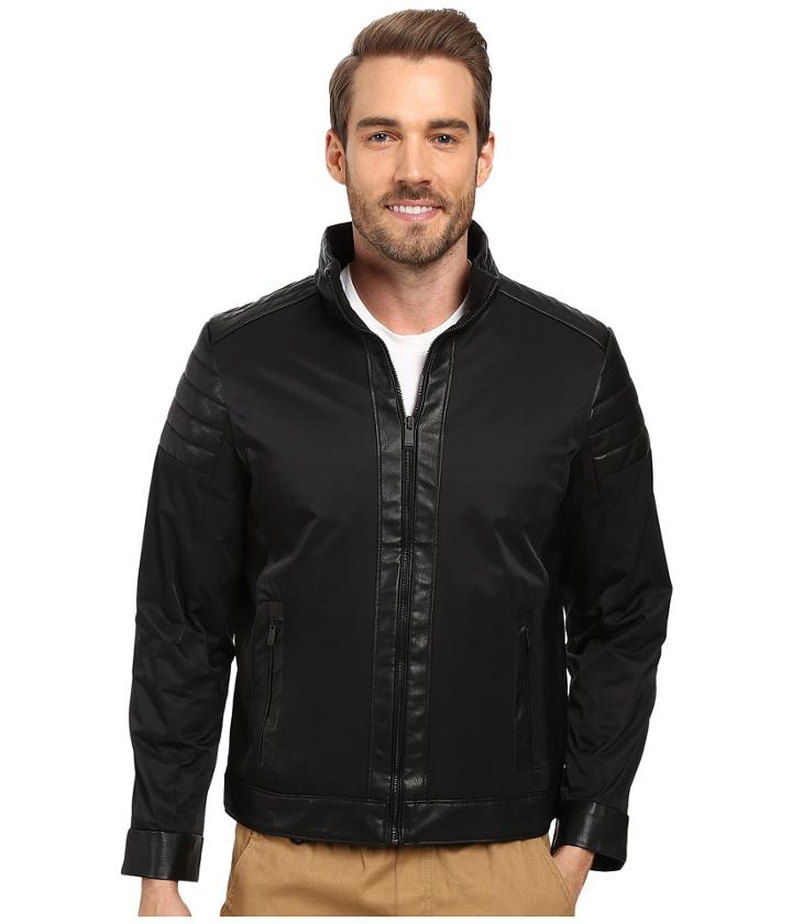 Calvin Klein - Faux Leather/cotton Nylon Mix Media Jacket