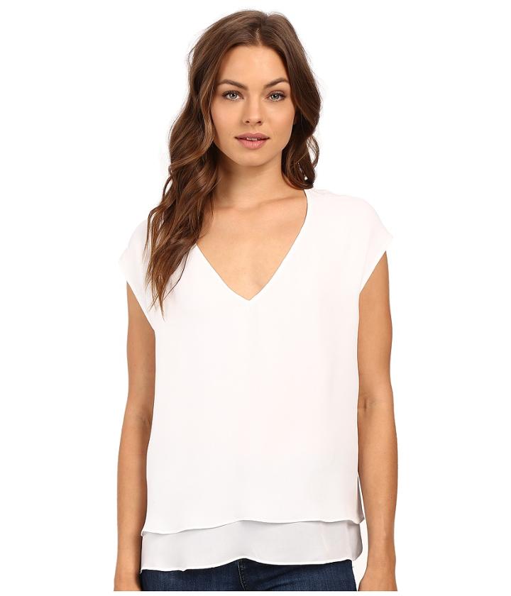 Heather - Silk Double Layer V-neck Top